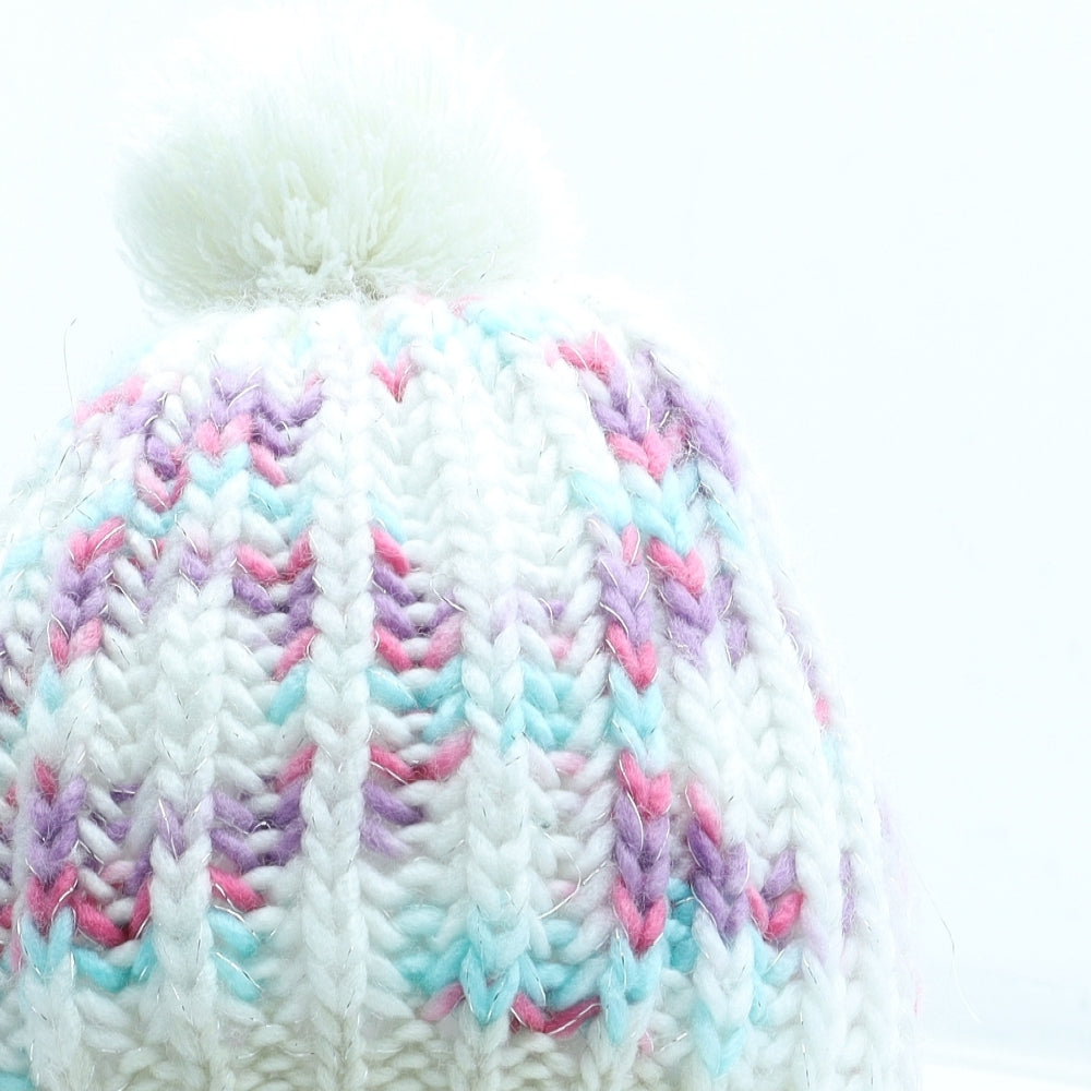 Preworn Girls Multicoloured Geometric Acrylic Beanie One Size