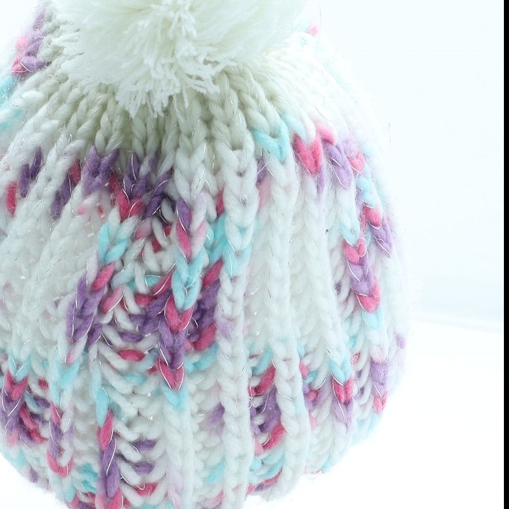 Preworn Girls Multicoloured Geometric Acrylic Beanie One Size