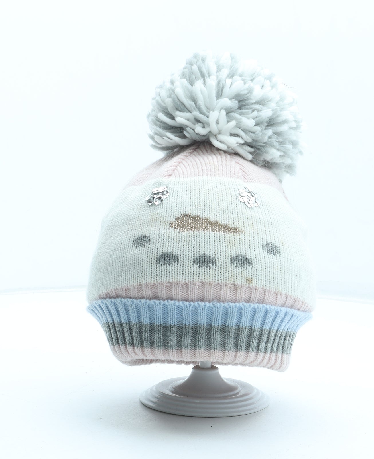 Atmosphere Womens Multicoloured Geometric Acrylic Bobble Hat One Size - Snowman