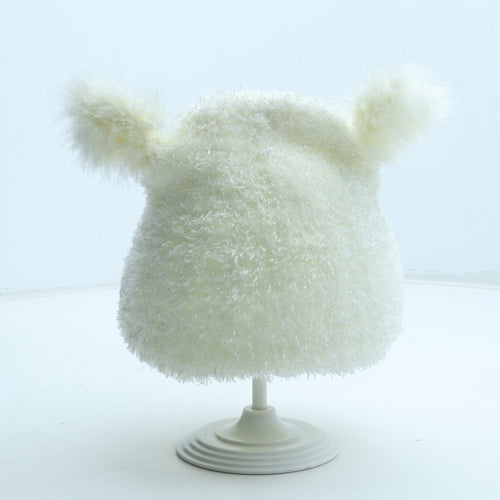Preworn Girls White Polyester Beanie Size S