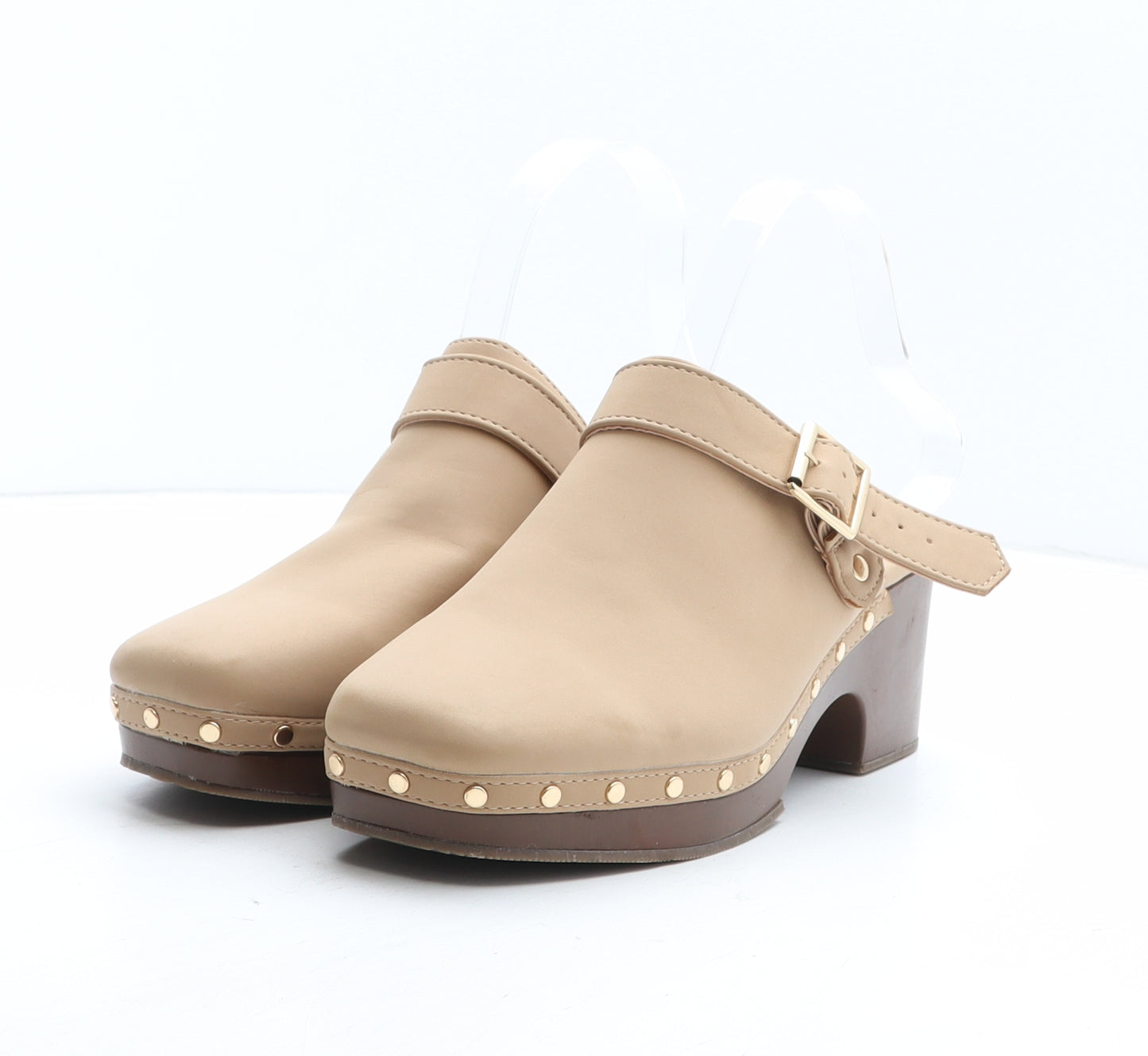 Primark Womens Beige Synthetic Mule Heel UK
