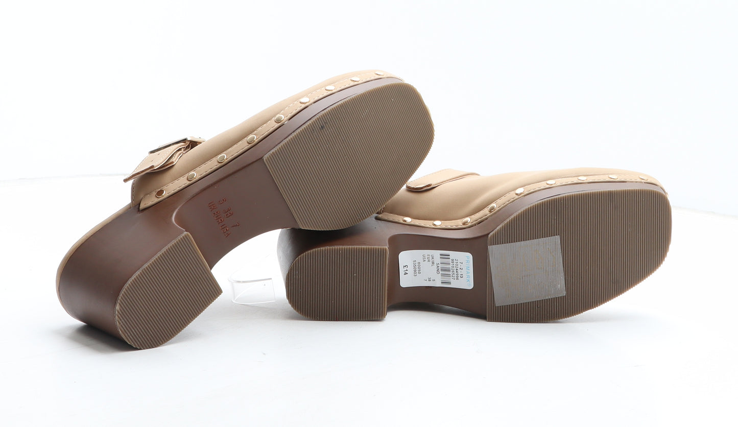 Primark Womens Beige Synthetic Mule Heel UK