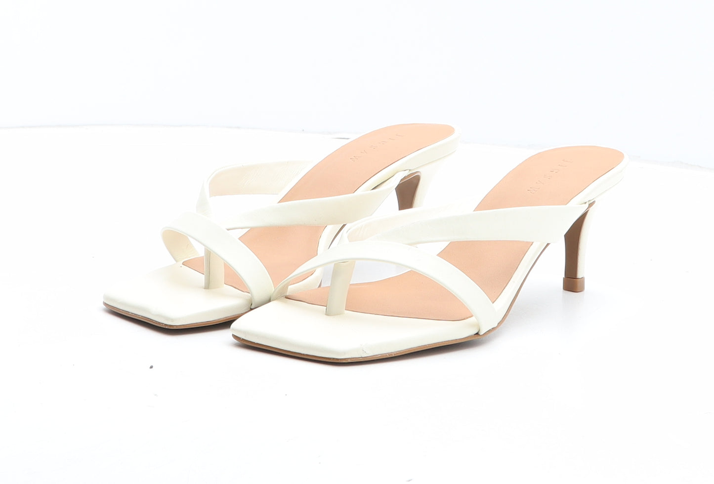 Jigsaw Womens White Synthetic Thong Heel UK
