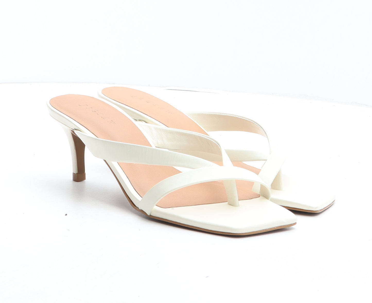 Jigsaw Womens White Synthetic Thong Heel UK
