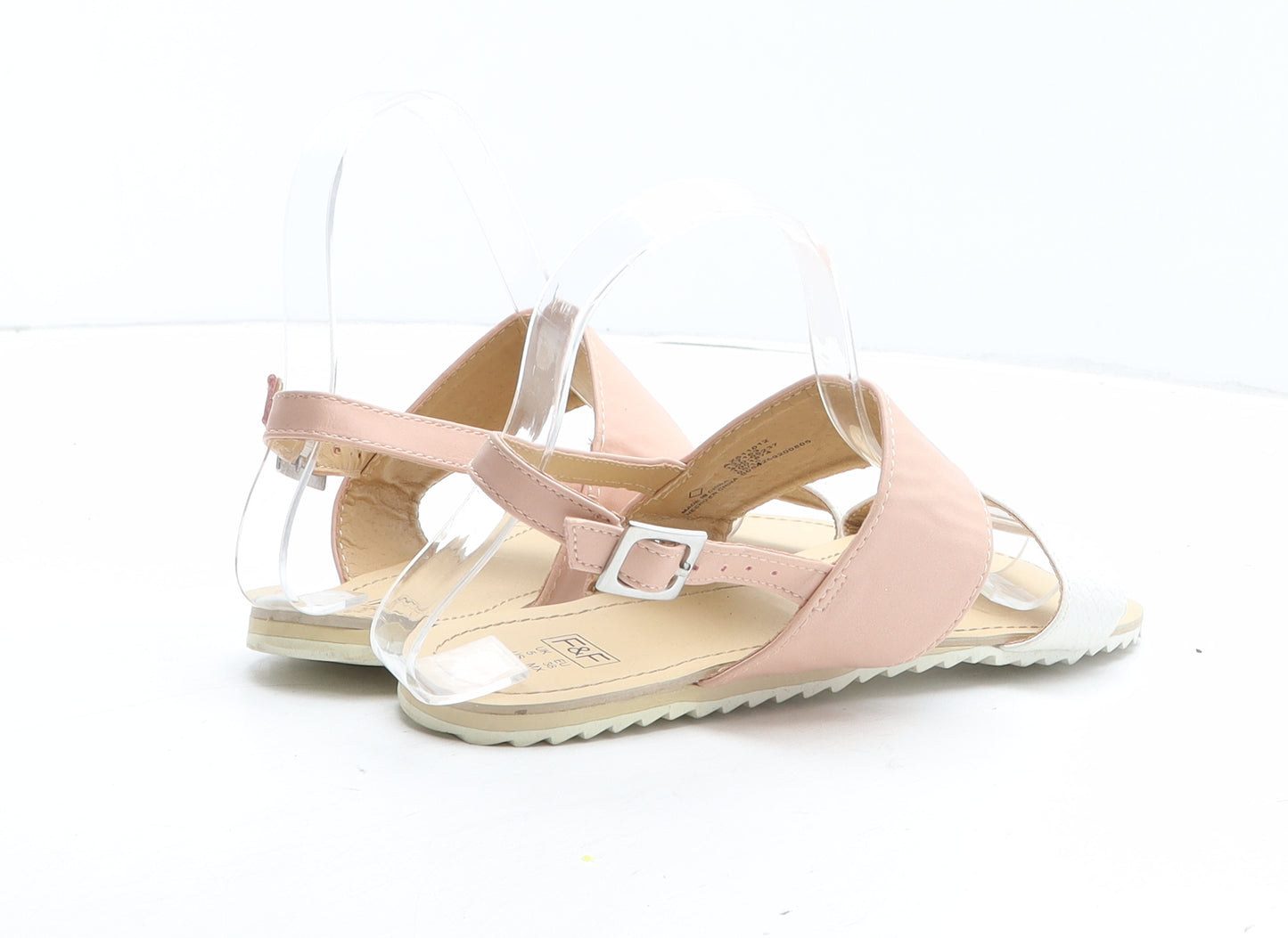 F&F Girls Pink Colourblock Synthetic Slingback Sandal UK 5