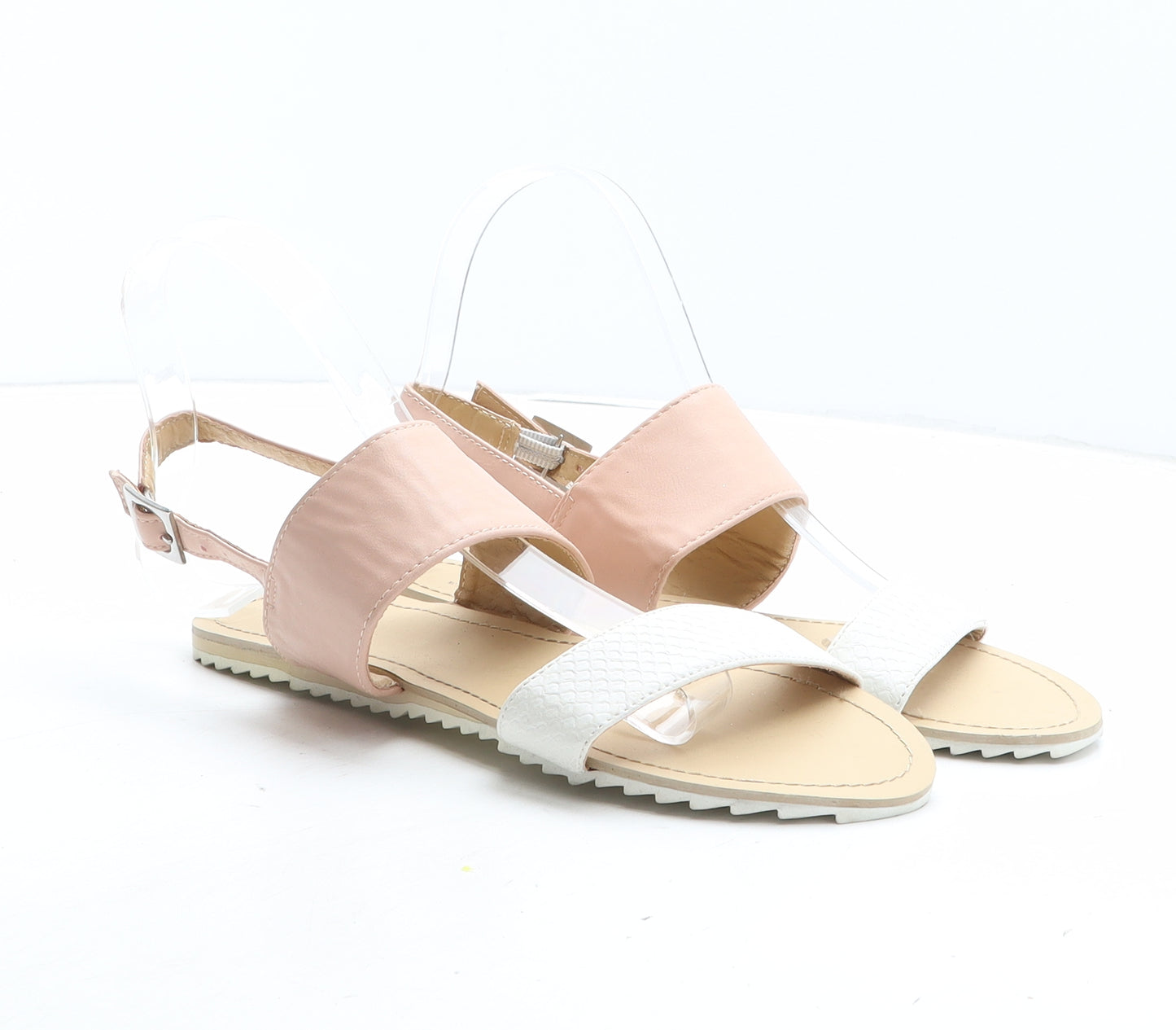 F&F Girls Pink Colourblock Synthetic Slingback Sandal UK 5