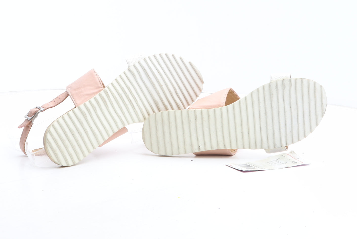 F&F Girls Pink Colourblock Synthetic Slingback Sandal UK 5