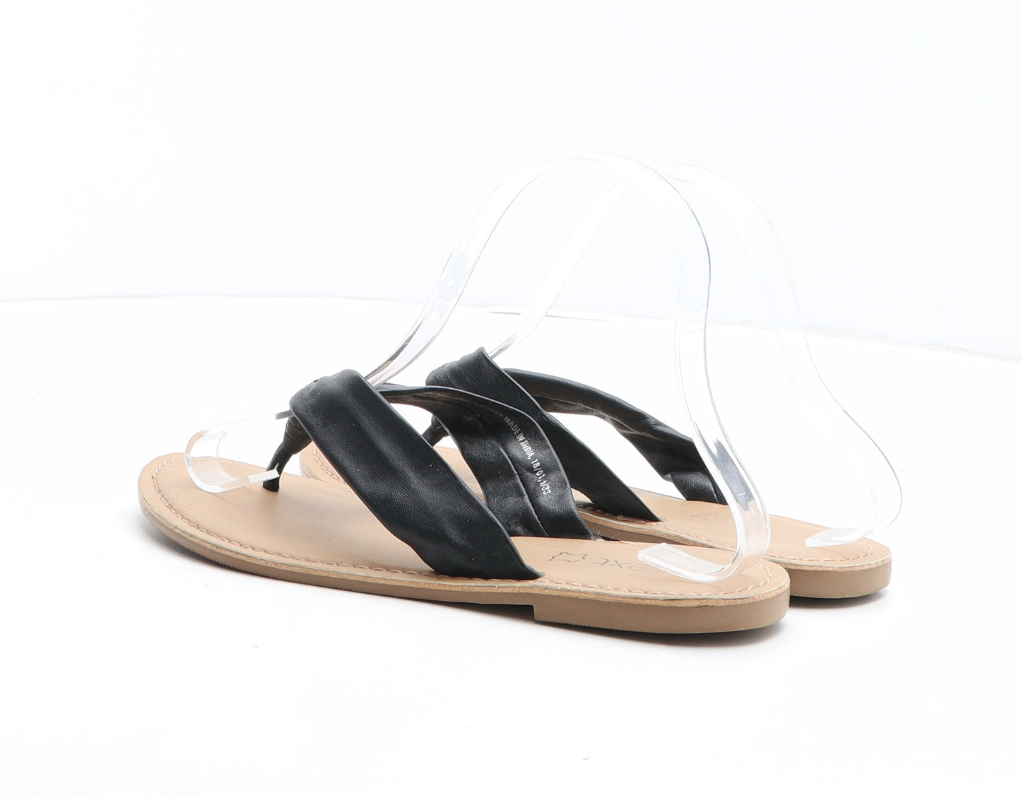 NEXT Womens Black Leather Thong Sandal UK