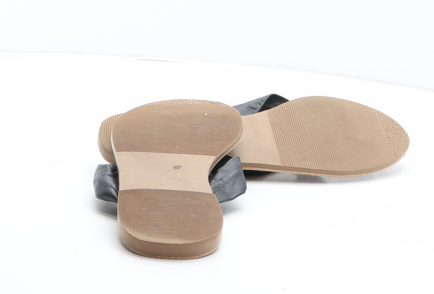 NEXT Womens Black Leather Thong Sandal UK