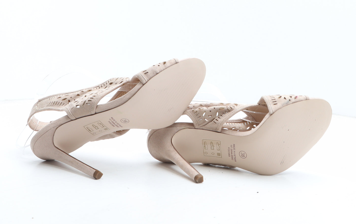 OFFICE Womens Beige Geometric Fabric Slingback Heel UK