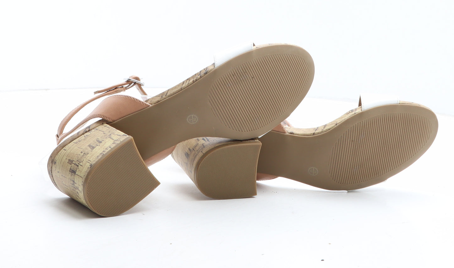 F&F Womens Beige Synthetic Strappy Heel UK
