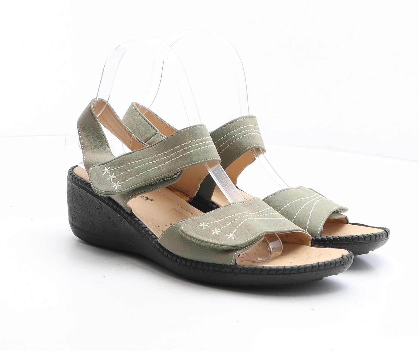 Cushion Walk Womens Green Synthetic Slingback Sandal UK