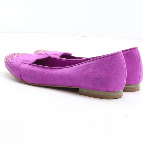 H&M Womens Purple Fabric Slip On Flat UK - UK Size Estimated 4