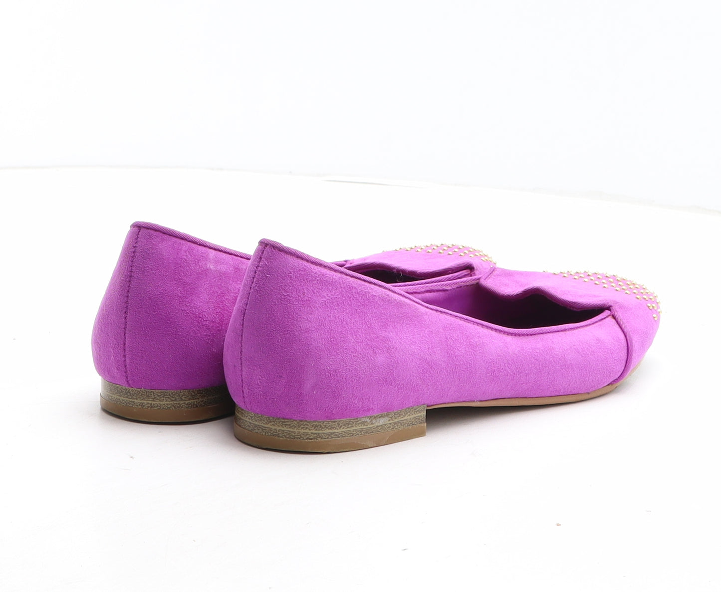 H&M Womens Purple Fabric Slip On Flat UK - UK Size Estimated 4