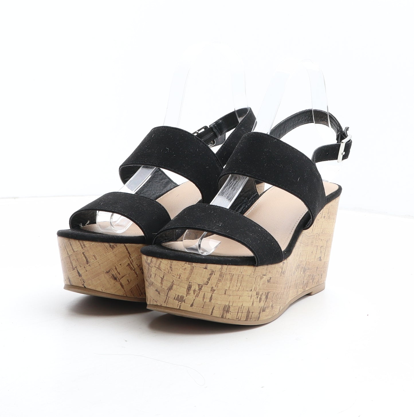 Papaya Womens Black Fabric Slingback Heel UK