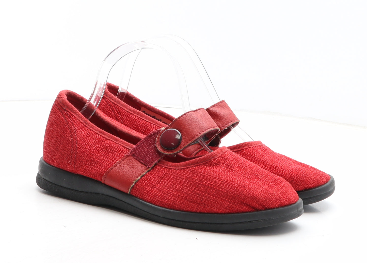 Cosyfeet Womens Red Fabric Mary Jane Casual UK