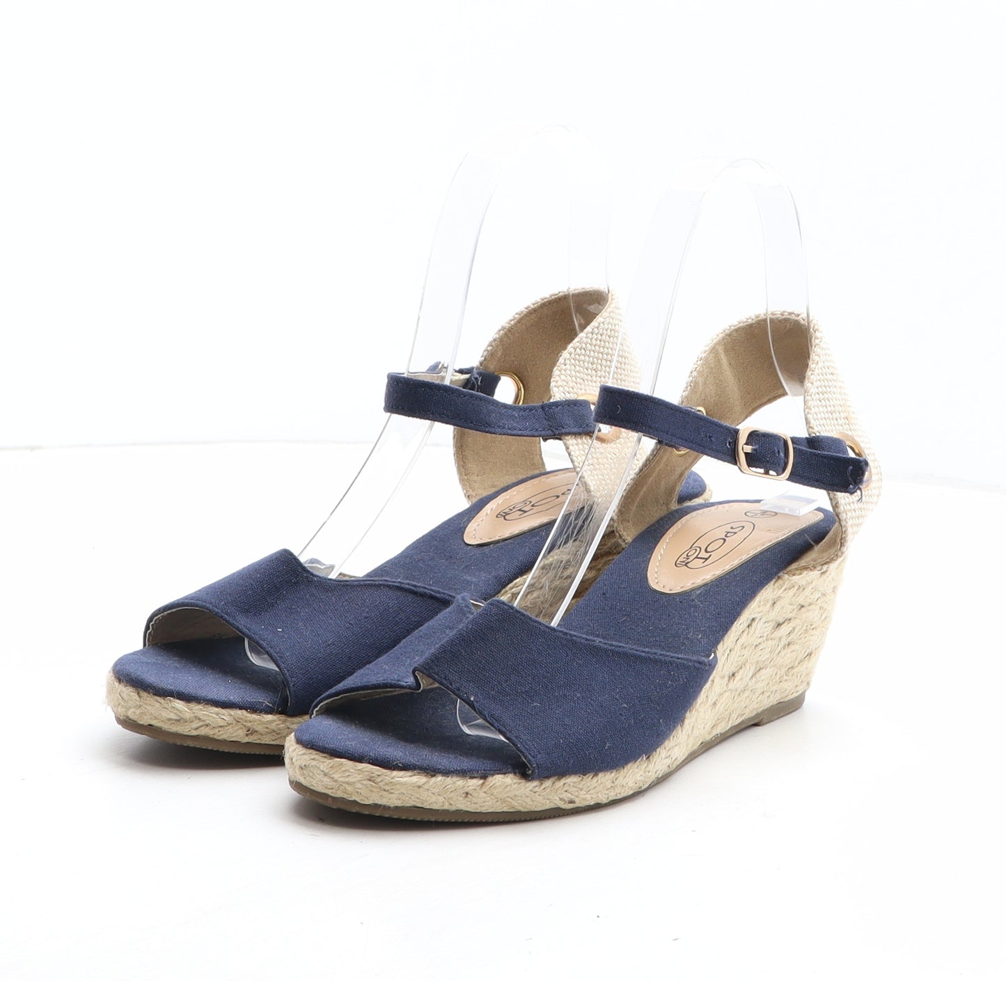 Spot On Womens Blue Fabric Espadrille Heel UK