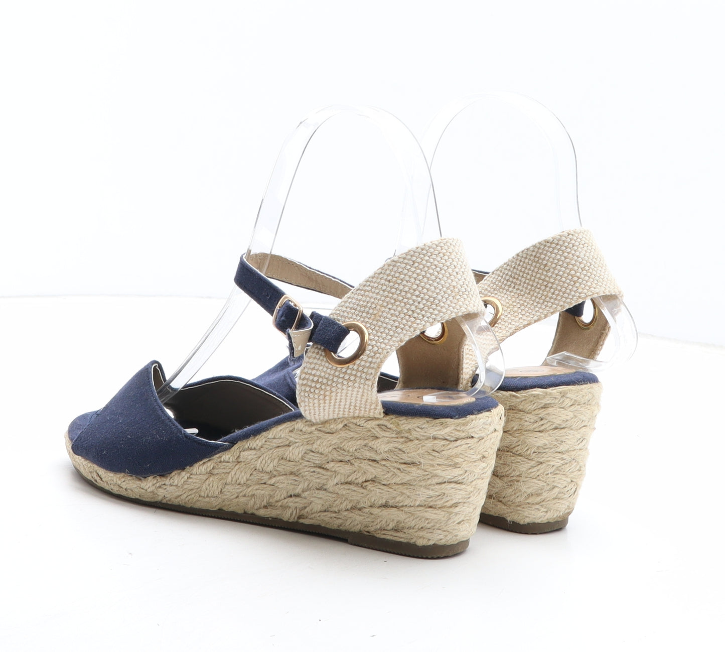 Spot On Womens Blue Fabric Espadrille Heel UK