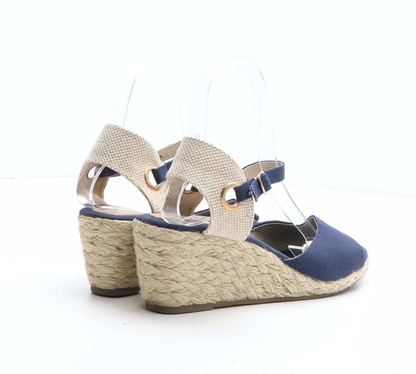 Spot On Womens Blue Fabric Espadrille Heel UK