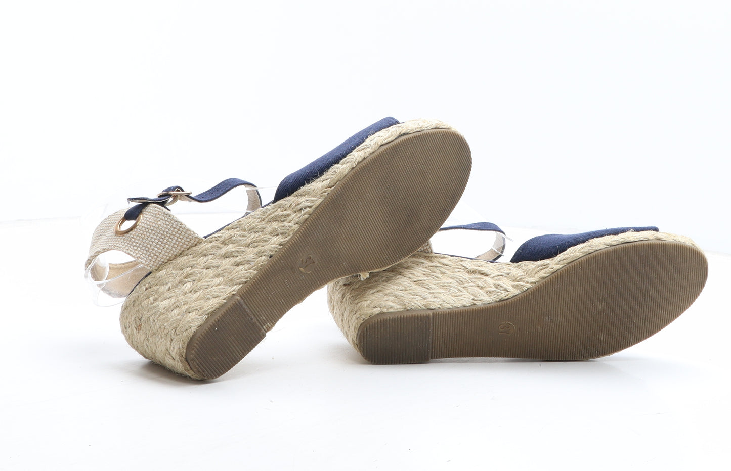 Spot On Womens Blue Fabric Espadrille Heel UK