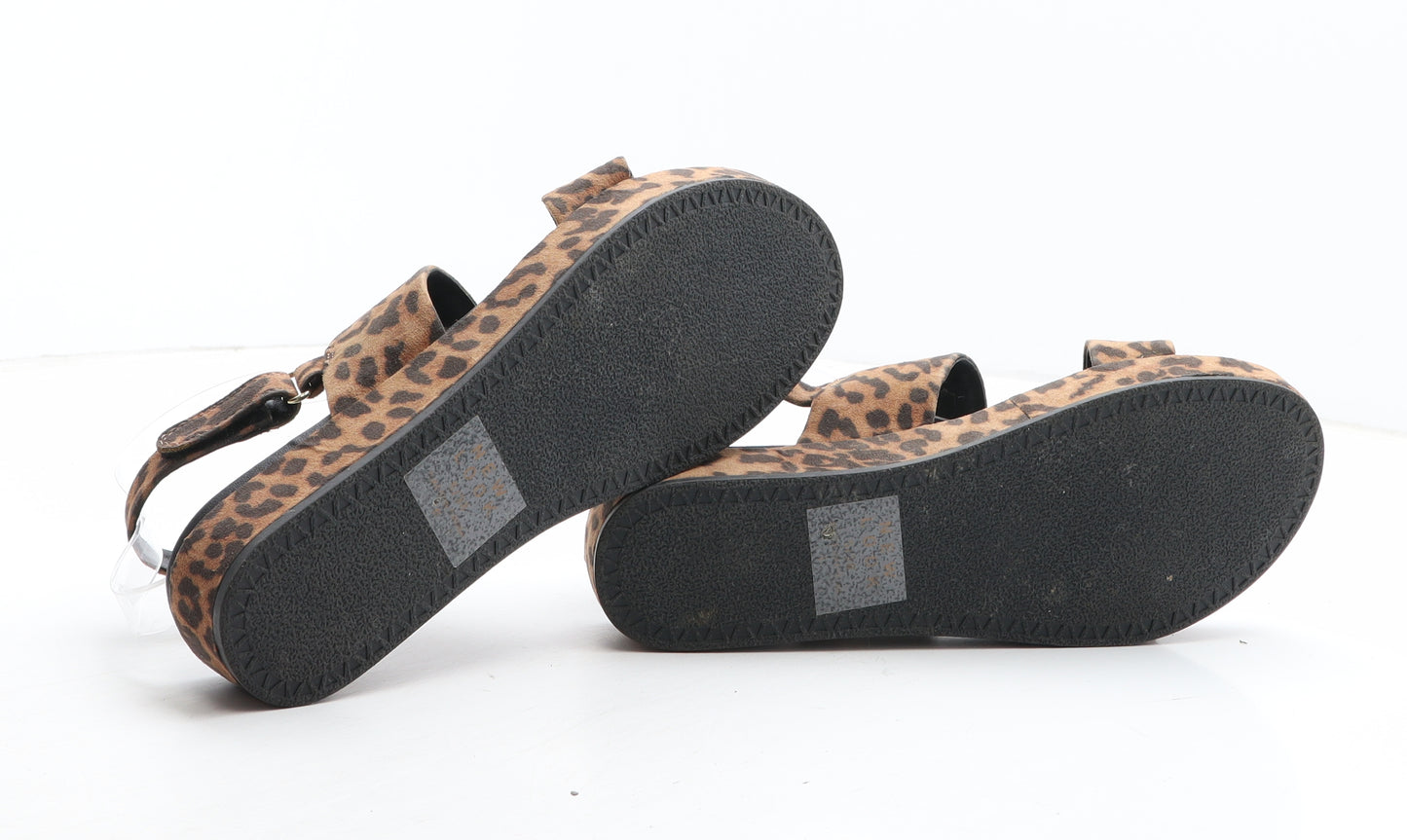 New Look Womens Brown Animal Print Fabric Slingback Sandal UK - Leopard Pattern