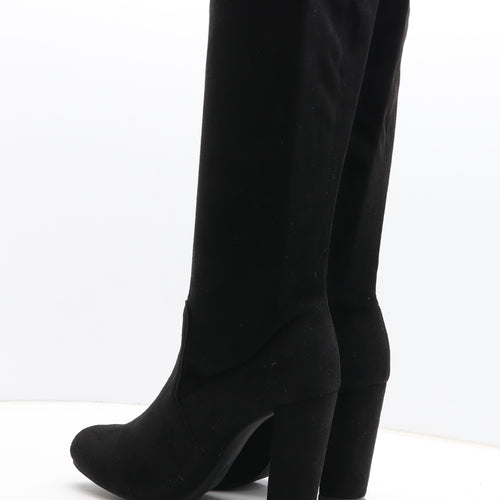 Preworn Womens Black Fabric Bootie Boot UK