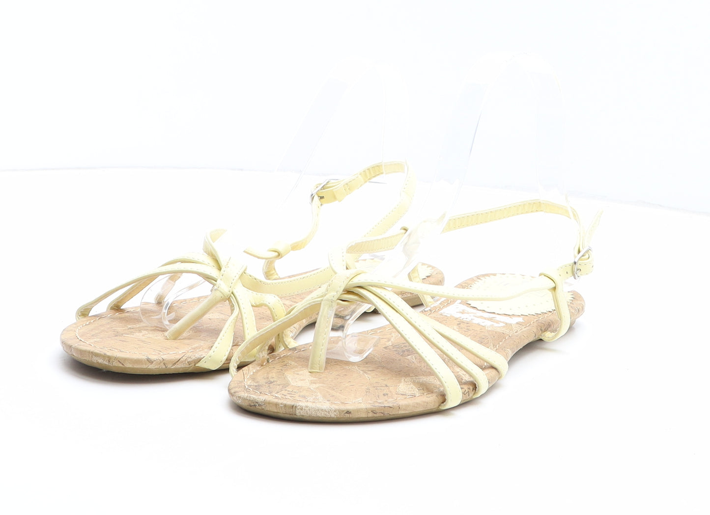 F&F Womens Yellow Synthetic Thong Sandal UK