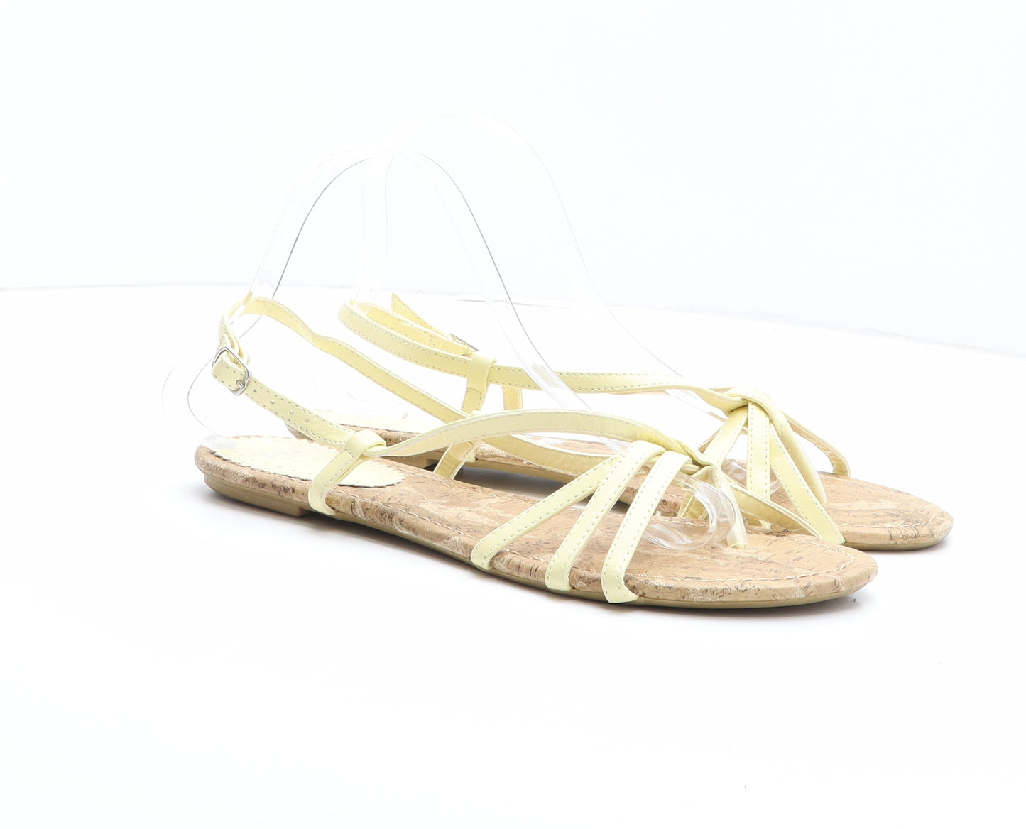 F&F Womens Yellow Synthetic Thong Sandal UK