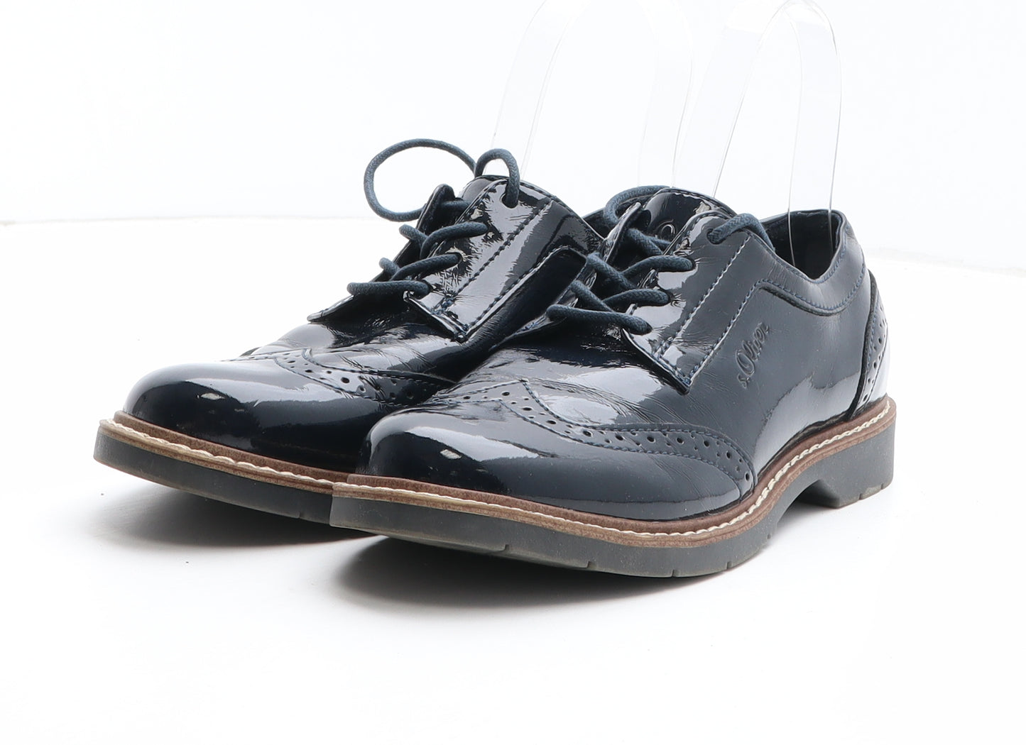 s.Oliver Womens Blue Synthetic Oxford Casual UK - Brogue Style