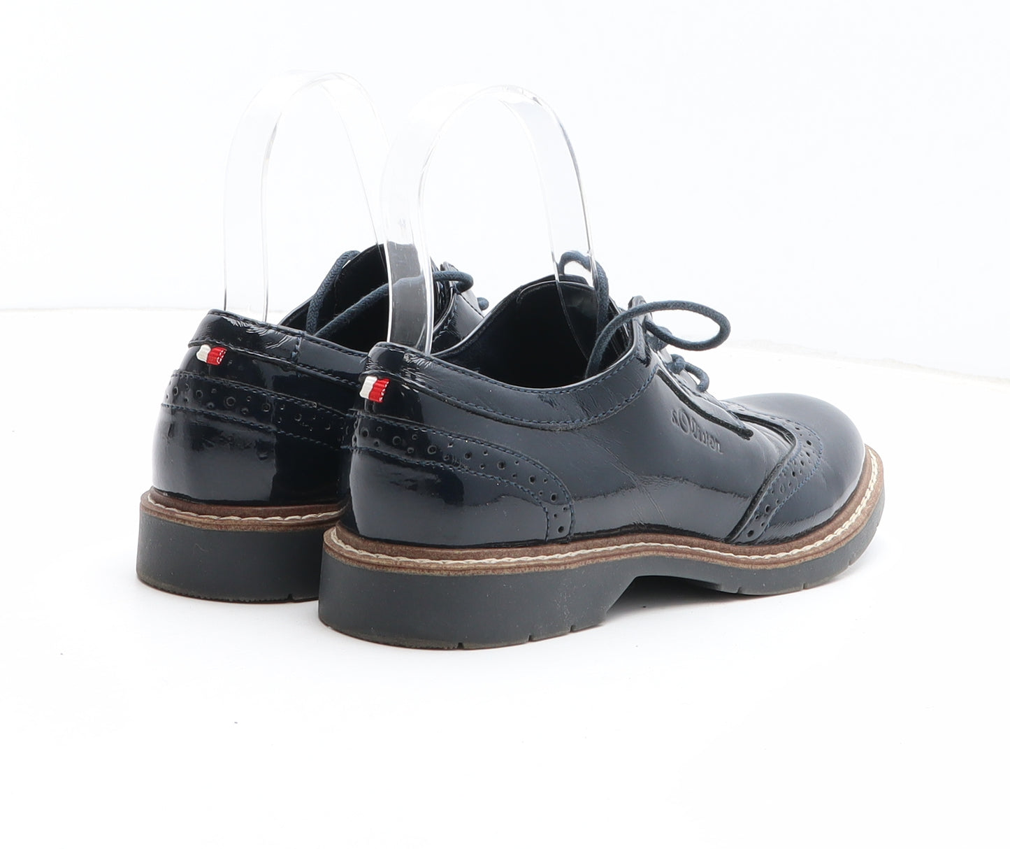s.Oliver Womens Blue Synthetic Oxford Casual UK - Brogue Style