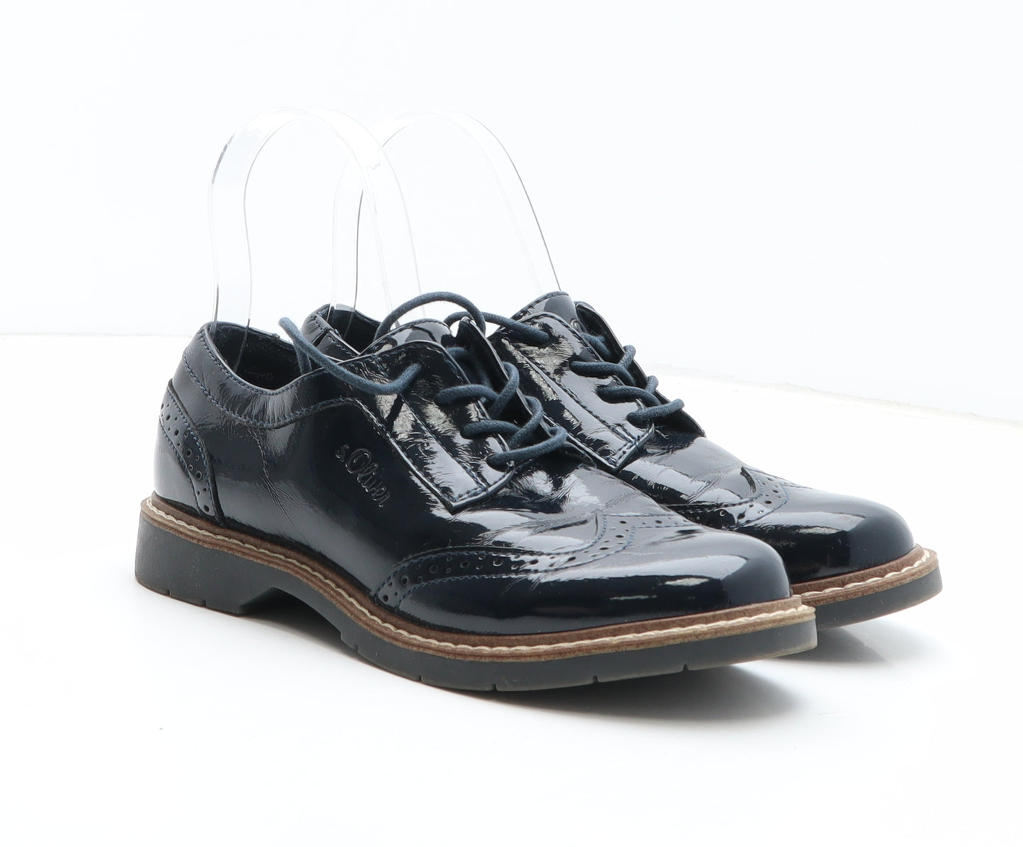 s.Oliver Womens Blue Synthetic Oxford Casual UK - Brogue Style