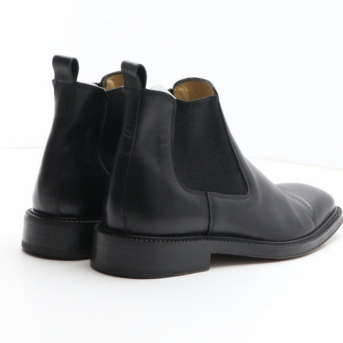 Racing Green Mens Black Leather Chelsea Boot UK 8