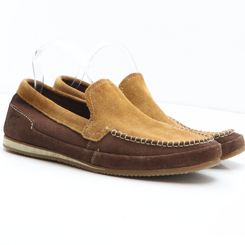 Preworn Mens Brown Colourblock Leather Loafer Casual UK 9