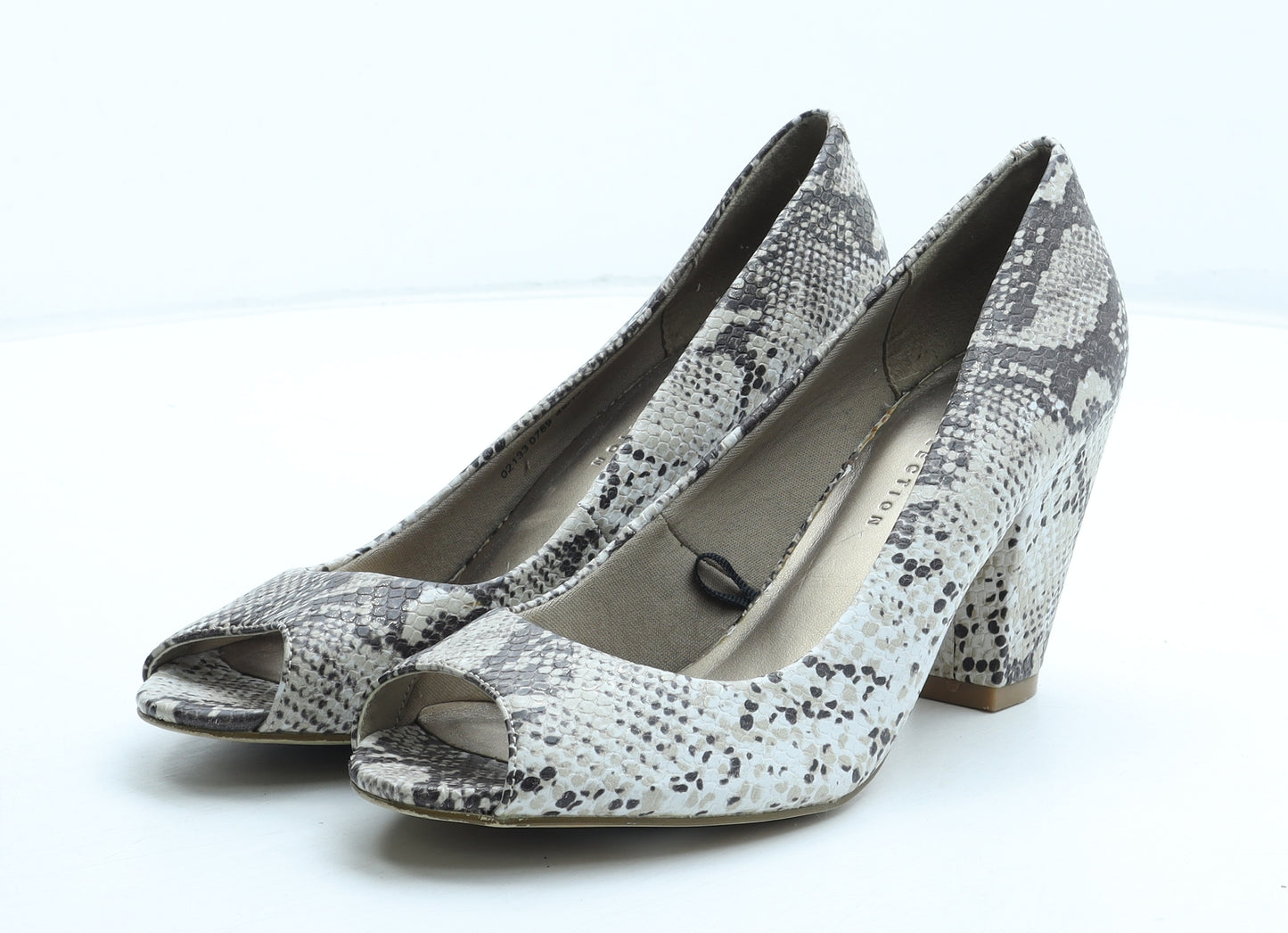 Marks and Spencer Womens Grey Animal Print Leather Court Heel UK - Snake Pattern