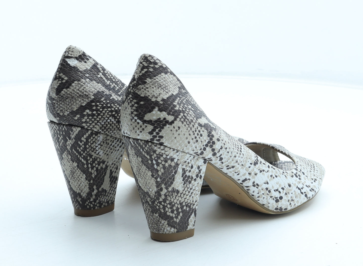 Marks and Spencer Womens Grey Animal Print Leather Court Heel UK - Snake Pattern