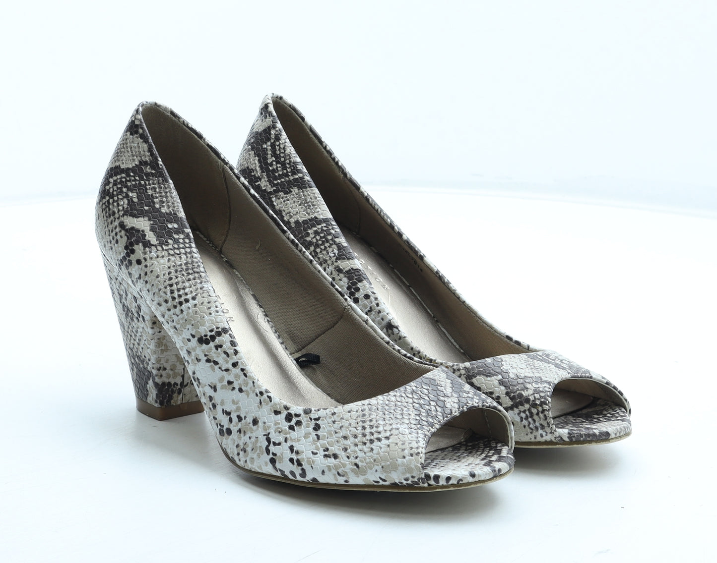 Marks and Spencer Womens Grey Animal Print Leather Court Heel UK - Snake Pattern