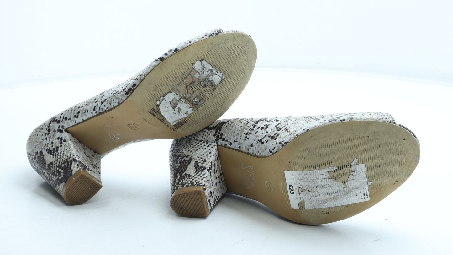Marks and Spencer Womens Grey Animal Print Leather Court Heel UK - Snake Pattern