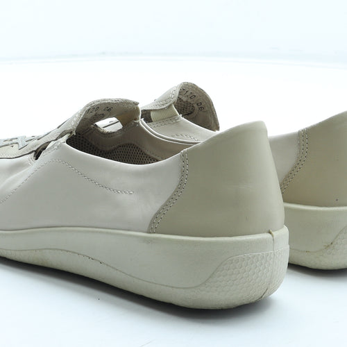 Hotter Womens Beige Leather Slip On Casual UK