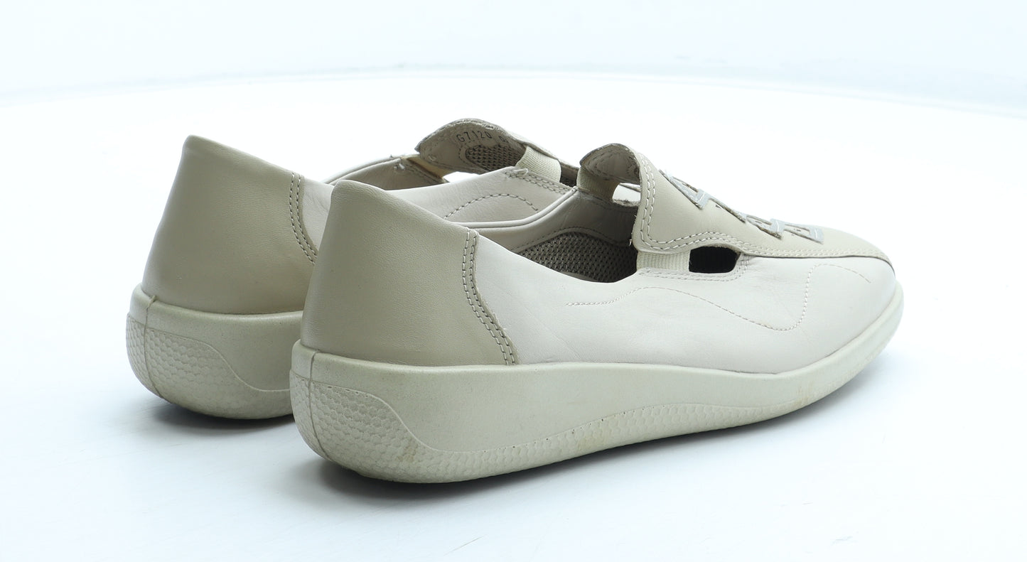 Hotter Womens Beige Leather Slip On Casual UK