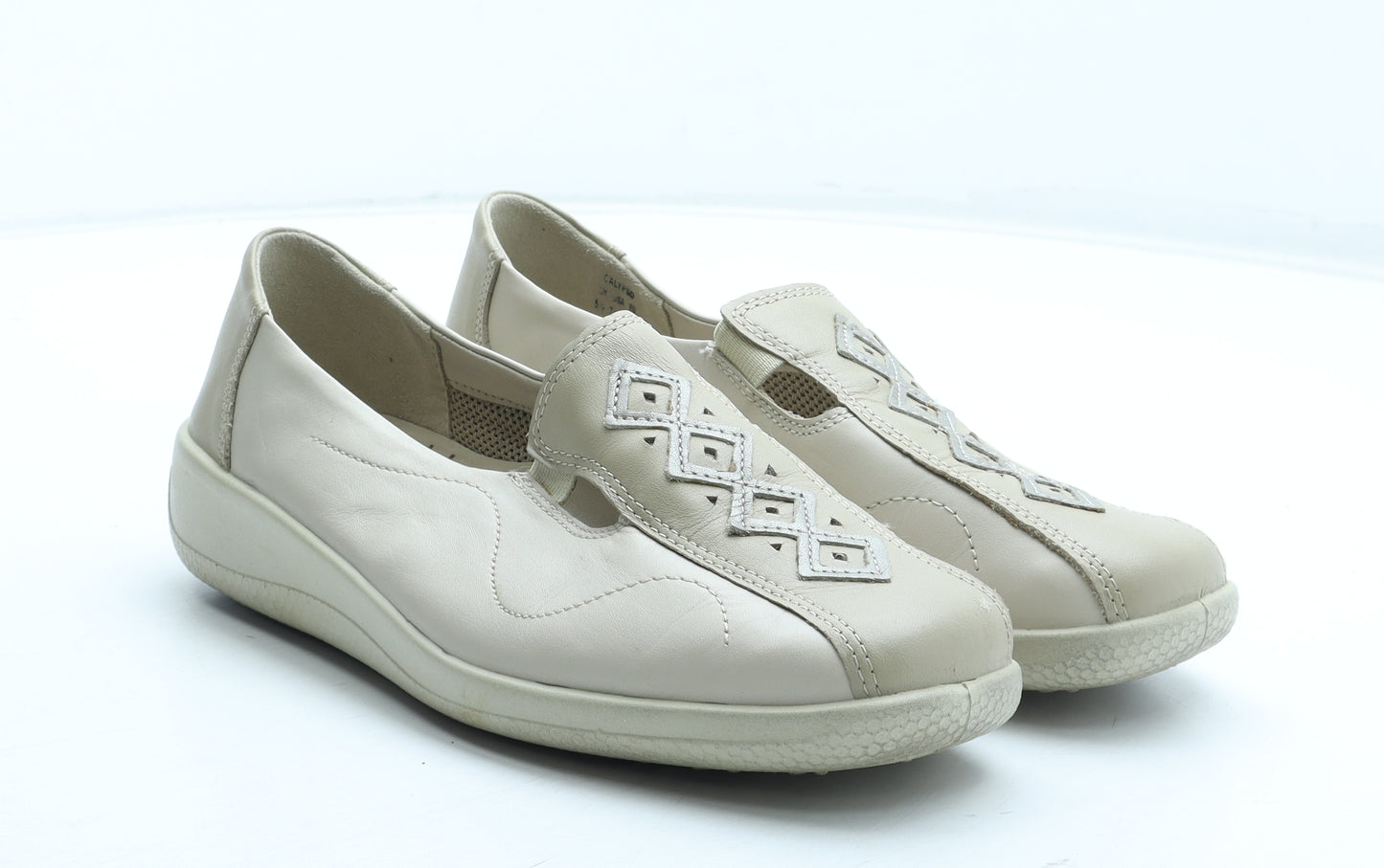Hotter Womens Beige Leather Slip On Casual UK