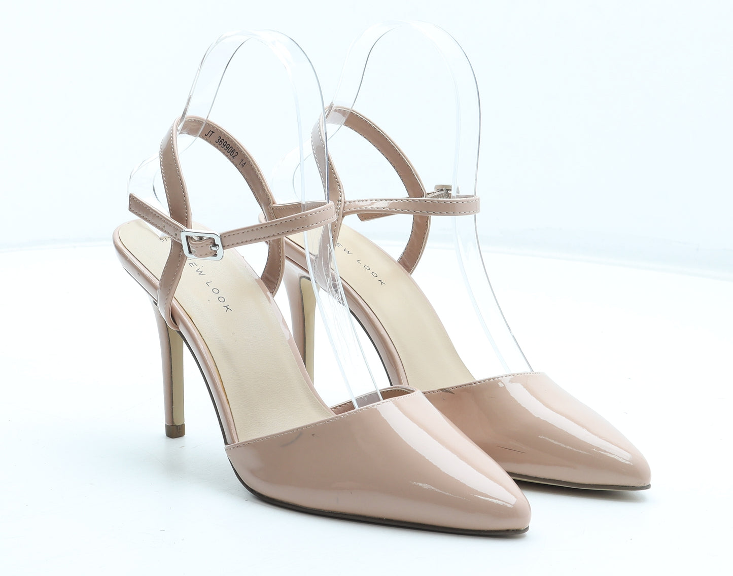New Look Womens Pink Polyurethane Strappy Heel UK - Patent