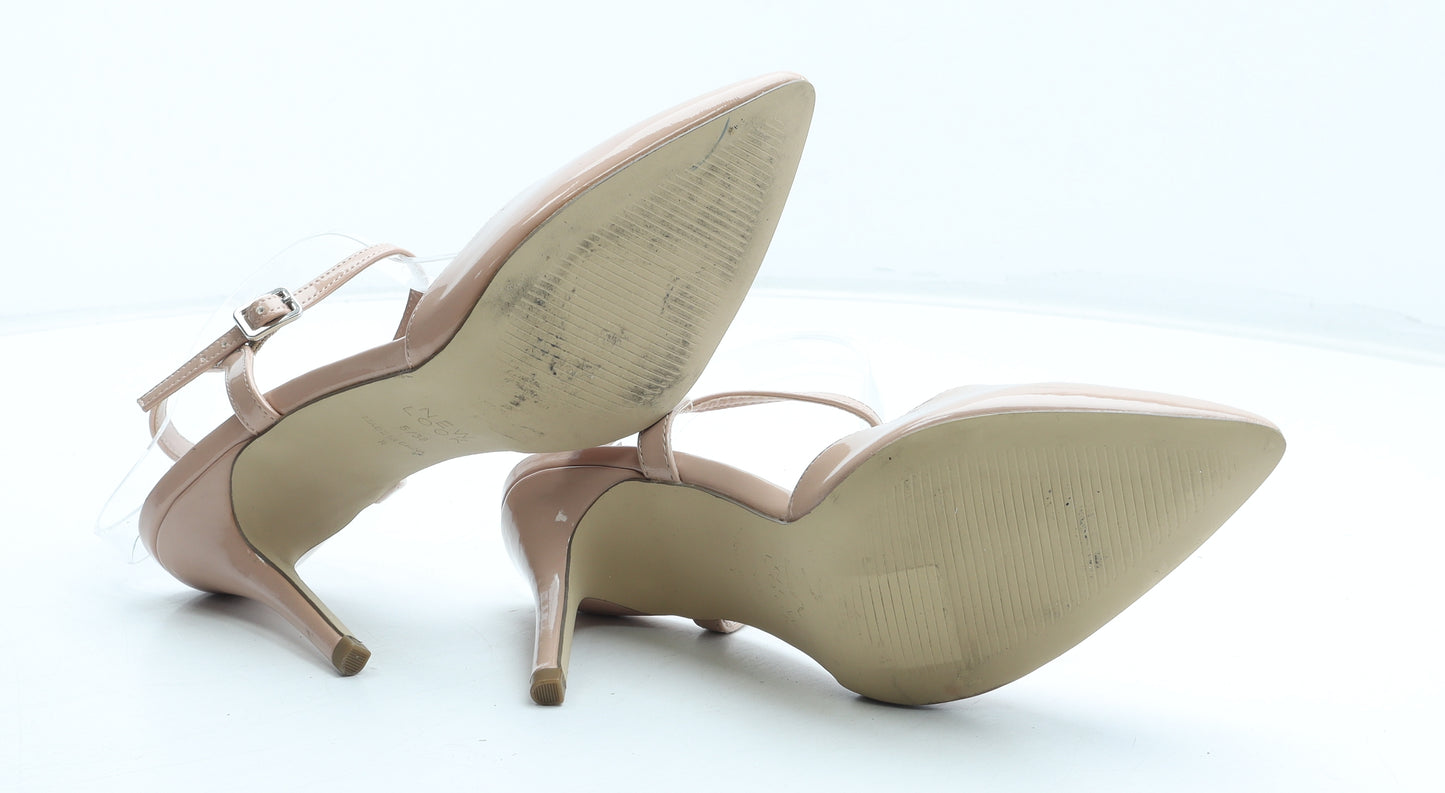 New Look Womens Pink Polyurethane Strappy Heel UK - Patent