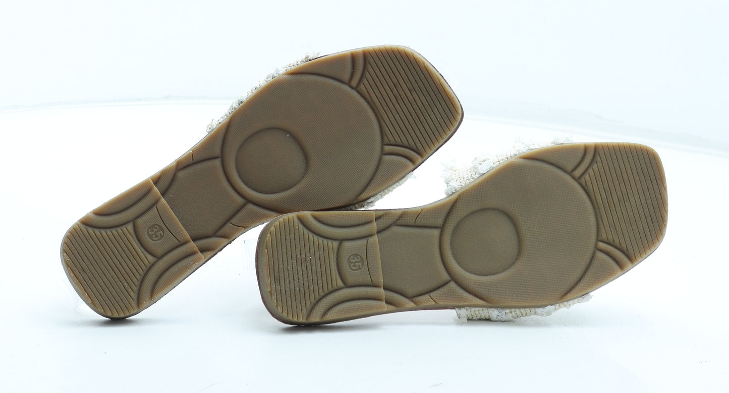 She&In Womens White Polyester Slip On Sandal UK