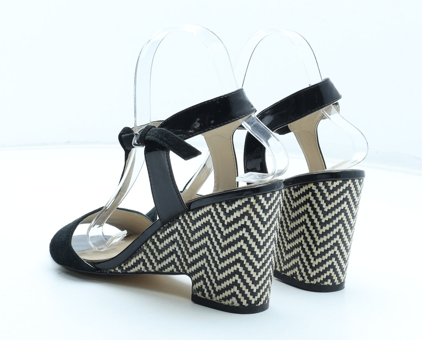 Jasper Conran Womens Black Geometric Leather Strappy Heel UK