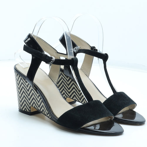 Jasper Conran Womens Black Geometric Leather Strappy Heel UK