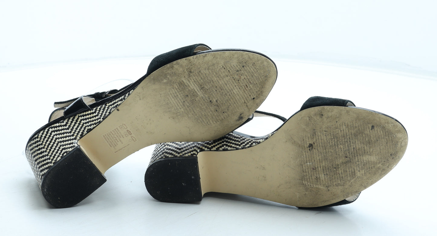 Jasper Conran Womens Black Geometric Leather Strappy Heel UK