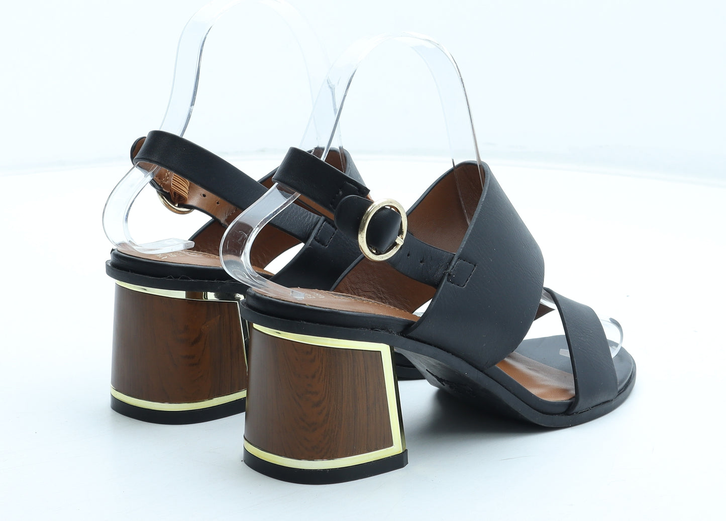 Primark Womens Black Polyurethane Slingback Heel UK