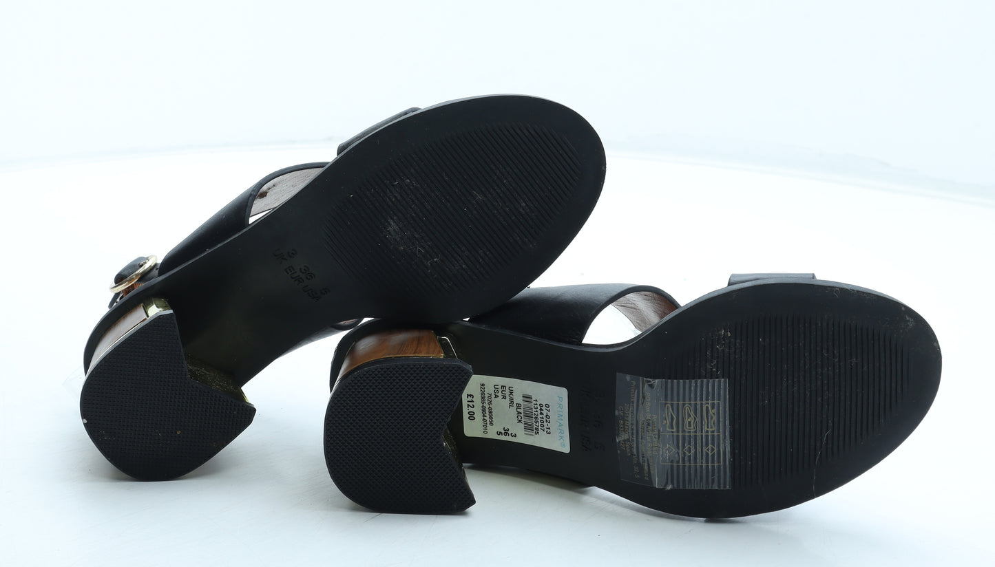 Primark Womens Black Polyurethane Slingback Heel UK