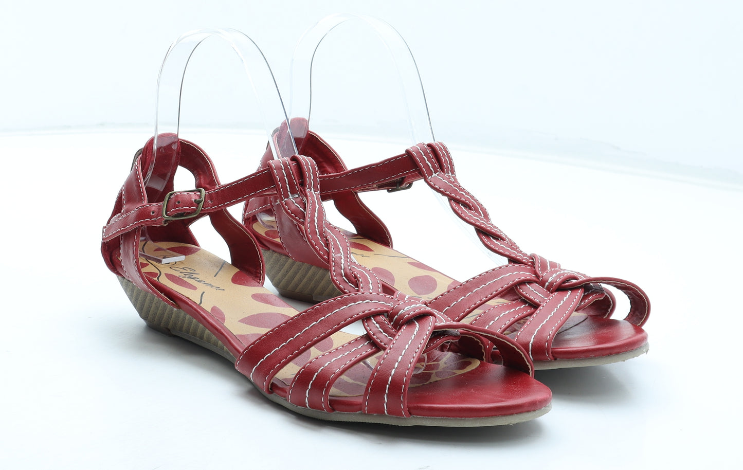 Elegance Womens Red Polyurethane Strappy Sandal UK