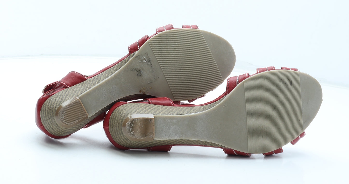 Elegance Womens Red Polyurethane Strappy Sandal UK